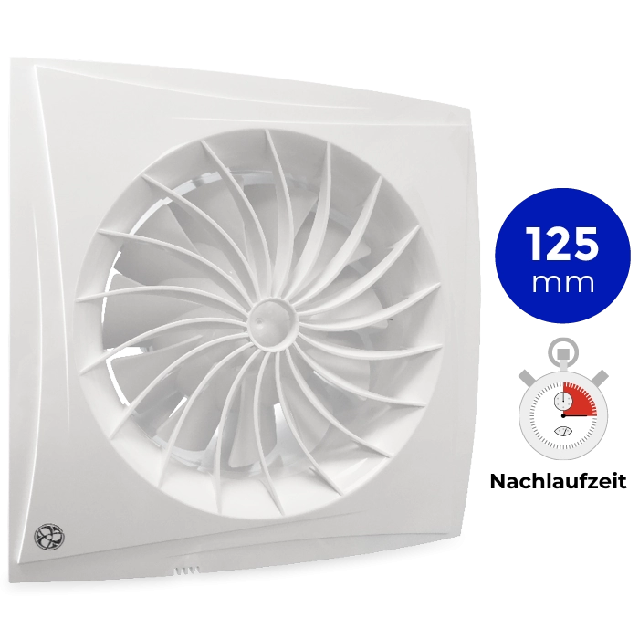 Badlüfter Blauberg Sileo - Ø 125 mm - mit Nachlauf (SILEO125T)