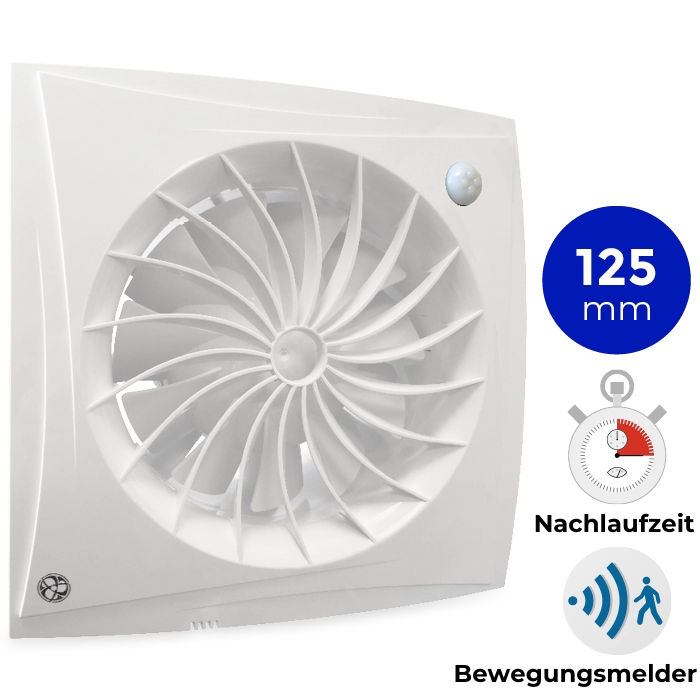 Badlüfter Blauberg Sileo - Ø 125 mm - mit Nachlauf + Bewegungsmelder (SILEO125IR)