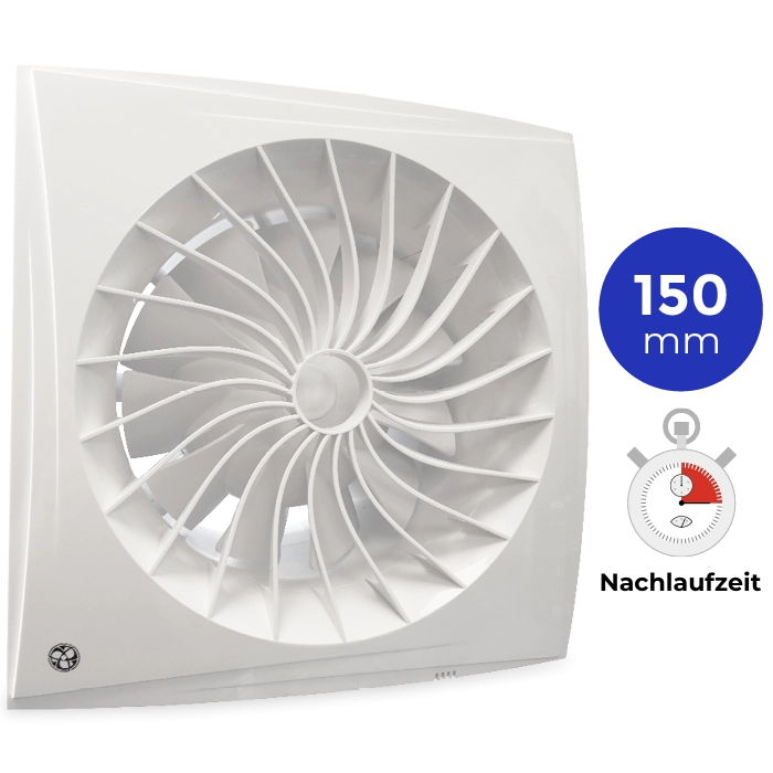 Badlüfter Blauberg Sileo - Ø 150 mm - 2 Stufen - mit Nachlauf (SILEO150T)