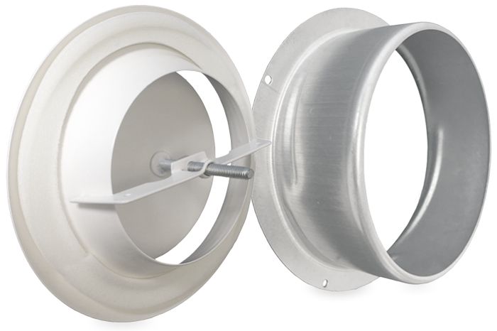 Tellerventil Metall - Zuluft - Ø 250mm - mit Einbauring - weiß