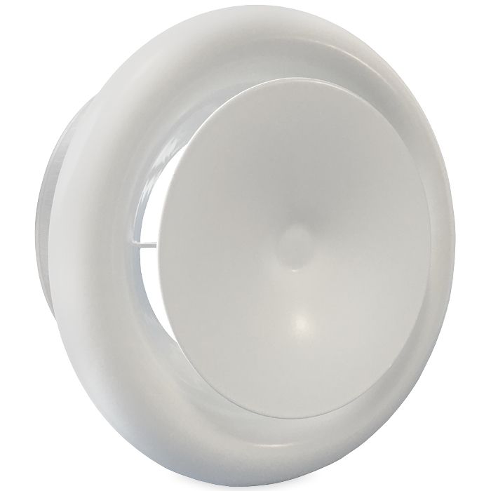 Tellerventil Metall - Zuluft - Ø 80mm - mit Einbauring - weiß