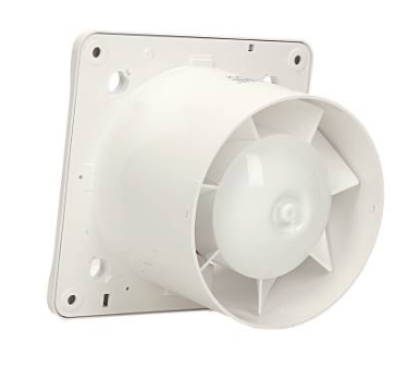 Pro-Design Badlüfter – mit Nachlauf (KW100T) – Ø 100 mm – flacher Kunststoff – Weiß