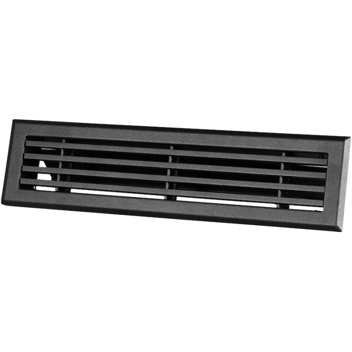 Wandgitter mit Volumenregler für 110 x 55mm - Stahl - SCHWARZ RAL9005 Wandgitter mit Volumenregler für 110 x 55mm - Stahl - SCHWARZ RAL9005