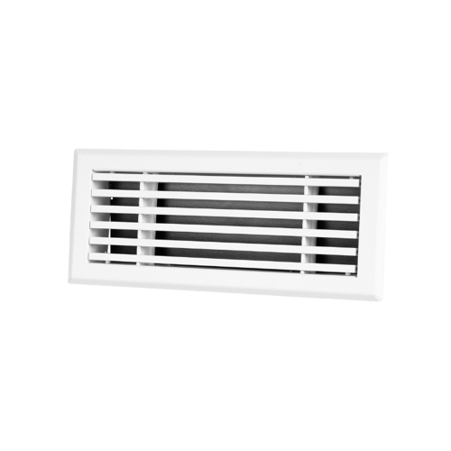 Bodenrost mit Volumenregler - 305 x 102mm - Pulverstruktur - Stahl - weiß - RAL9003