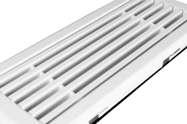 Bodenrost mit Volumenregler - 305 x 102mm - Pulverstruktur - Stahl - weiß - RAL9003