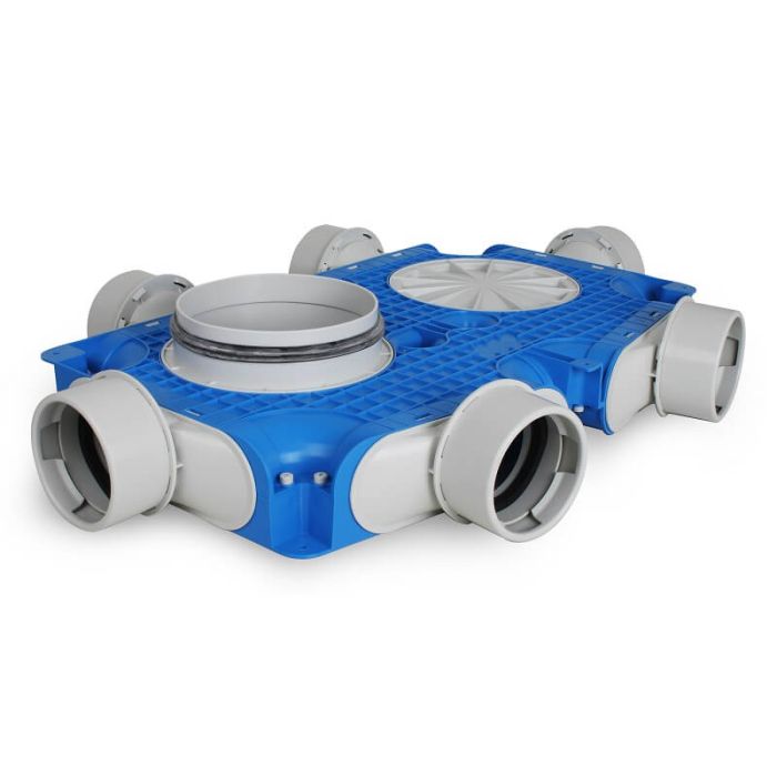 Vent-Axia Uniflexplus + Verteiler 6x Ø 90 mm Seitenanschluss – Ø 180 mm