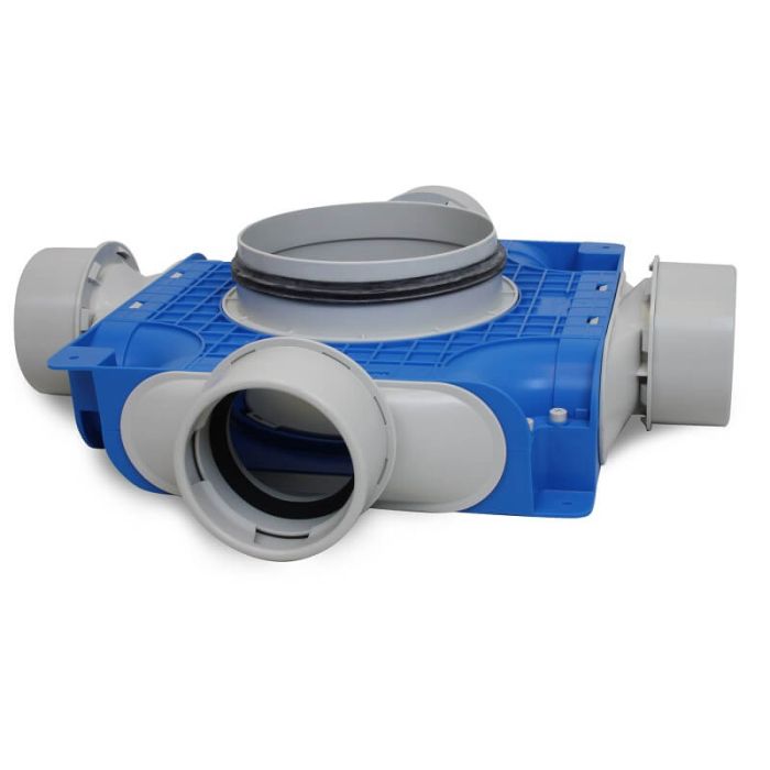 Vent-Axia Uniflexplus + Verteiler 4x Ø 90 mm Seitenanschluss – Ø 180 mm
