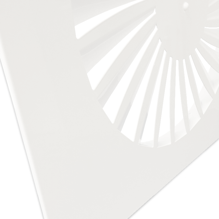 Einbau-Drallauslass für Systemdecke 595 x 595 mm – rund Ø 443 mm – Luftabfuhr und -zufuhr – Stahl – RAL9010