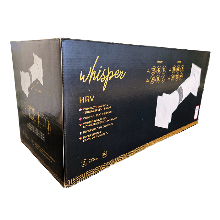 Kompakter dezentrale Lüftungsanlage - WRG-Ventilator HRV125P mit Wärmetauscher – 50 & 70 m3/h – inkl. Fernbedienung